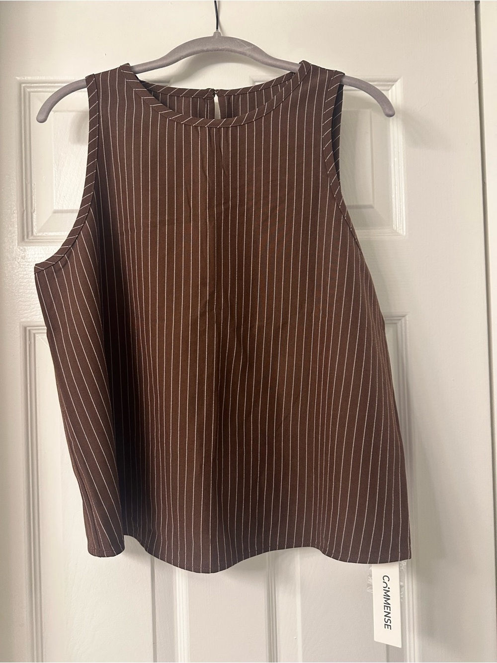Commense Brown Pinstripe Wide-Leg Pants with Matching Top - Picture 2 of 4